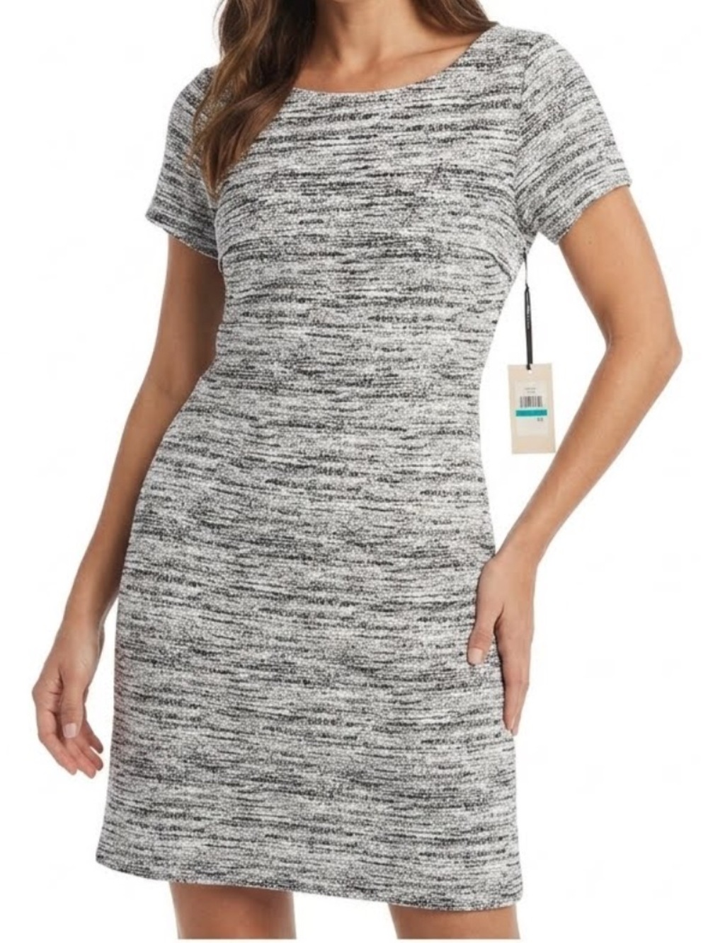 Ivanka Trump Black and White Knit Mini Dress comfort work, trendy travel chic